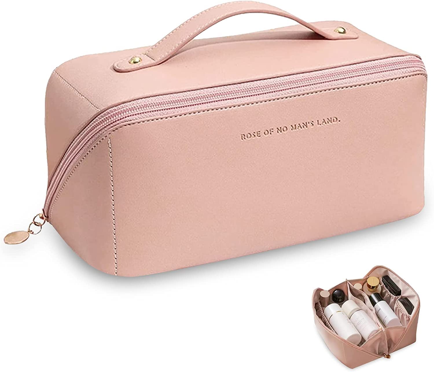 Large Capacity Cosmetic Travel Bag, Women's Makeup Travel Bag Portable  Leather Cosmetics Bag