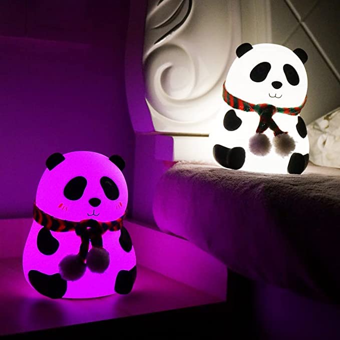 SKYTONE Cute Panda Night Light for Kids,Nursery Silicone Night Light,7-Color Changing Lamp,Room Decor, Gifts for Toddler Children Teenage Girls Valentine's Day