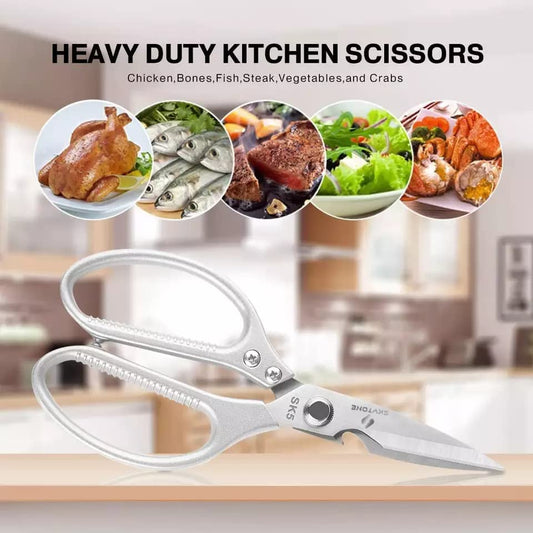 SKYTONE Multi Purpose Made In Japan Kitchen Scissors, food scissors,Premium Stainless Steel Solid Kitchen Shears for Meat, Seafood, Chicken, Vegetables, Herbs, BBQ, Bottle Opener (Medium)