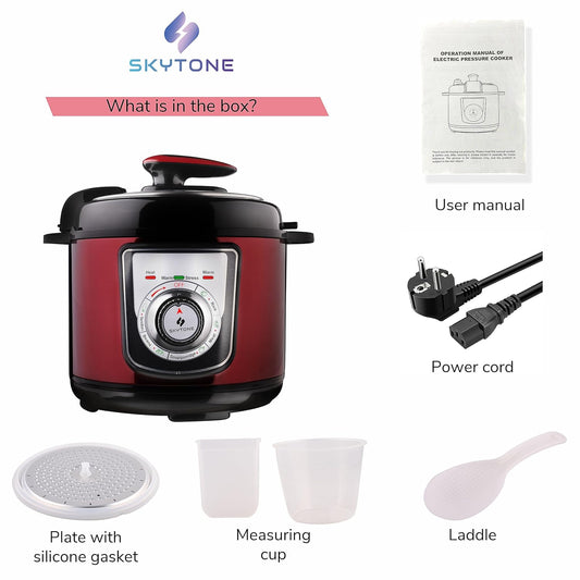SKYTONE® Electric Pressure Cooker 5 Litre - CROCK POT Slow Cooking Multi-Function With Stainless Steel Bowl, One Button Use Instant Cooking | All-in-1 Function For Indian Kitchen Racipes Included