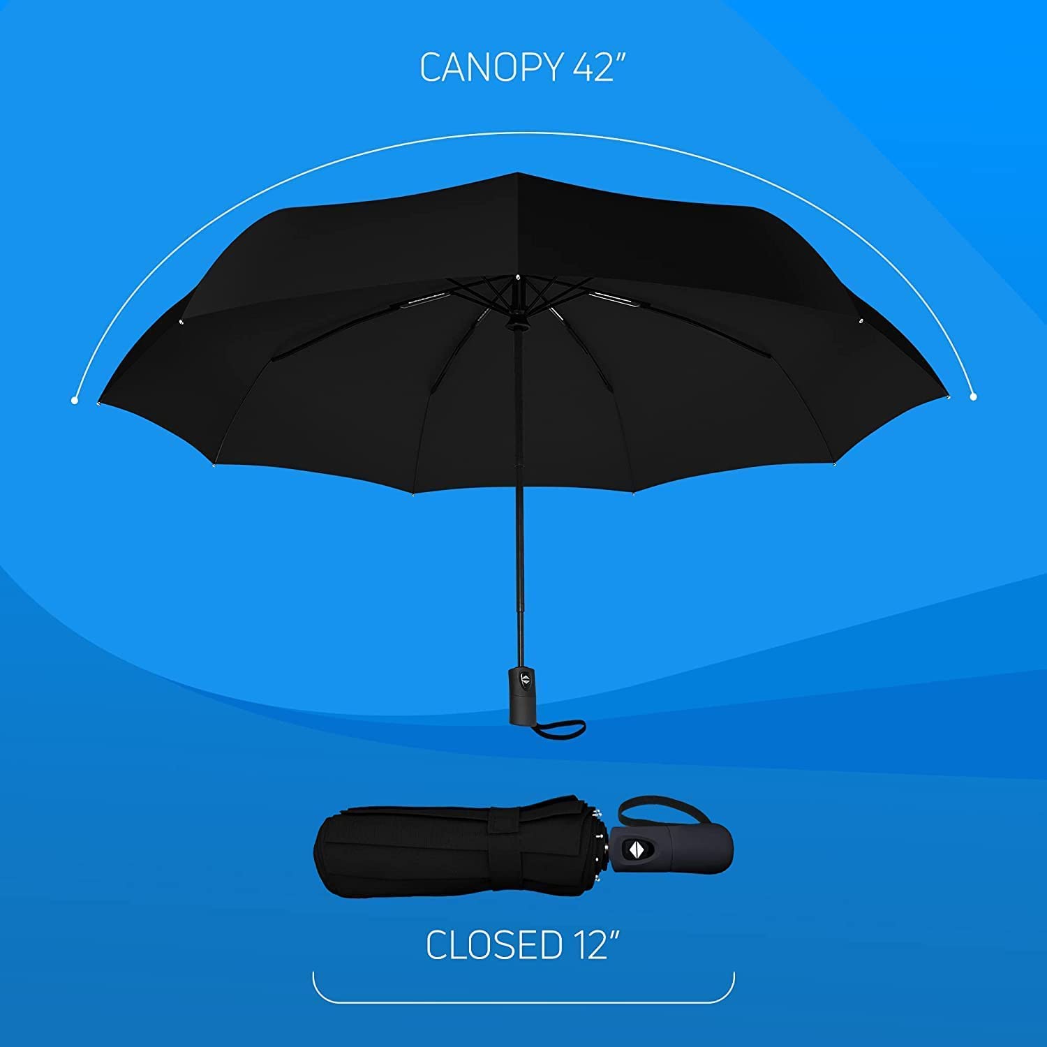 SKYTONE Umbrella for Men and Women– 3 Fold with Auto Open and Close 43 Inch Large Umbrella (BLACK)