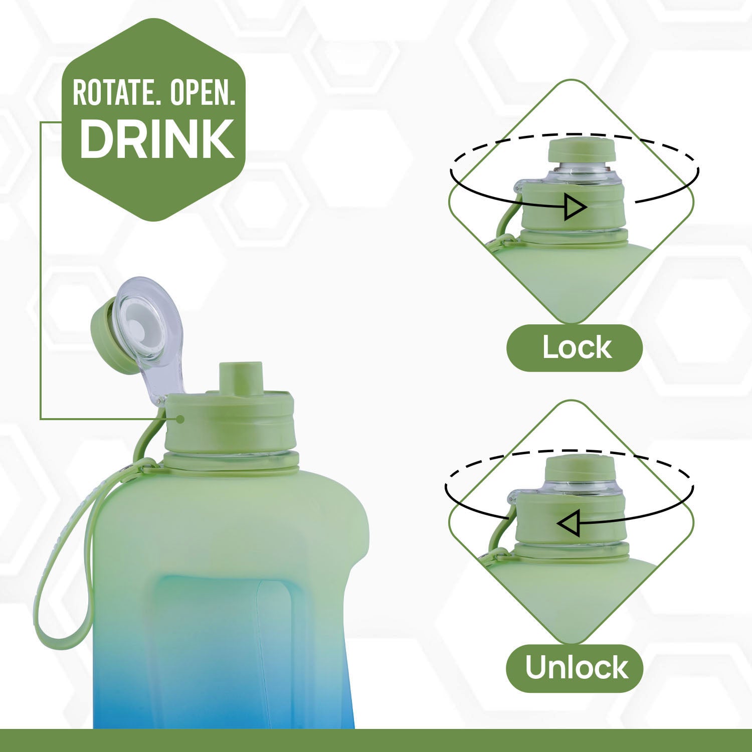 SKYTONE Gallon Water Bottle 2.2 Litre- GREEN