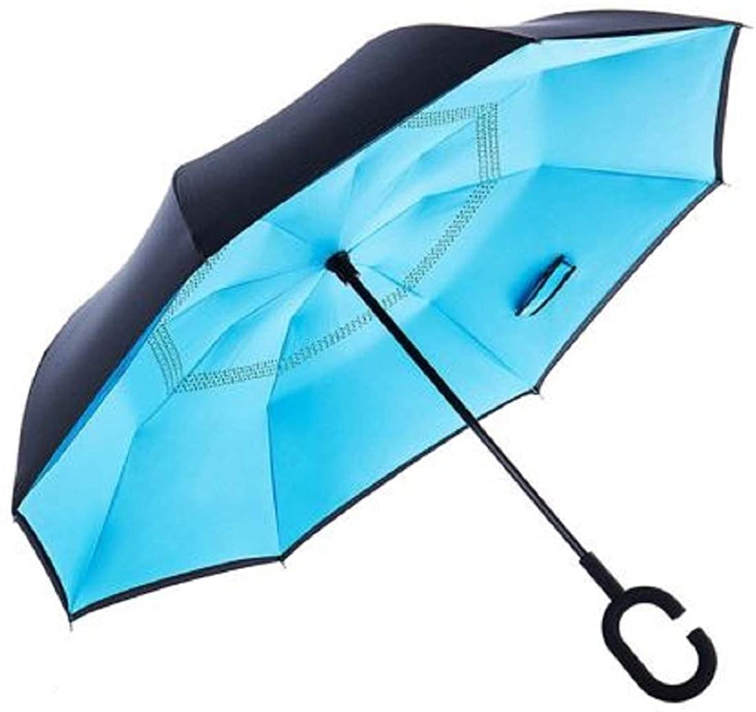 SKYTONE Reverse Travel C Type Handle Double Layer Umbrella (Blue)