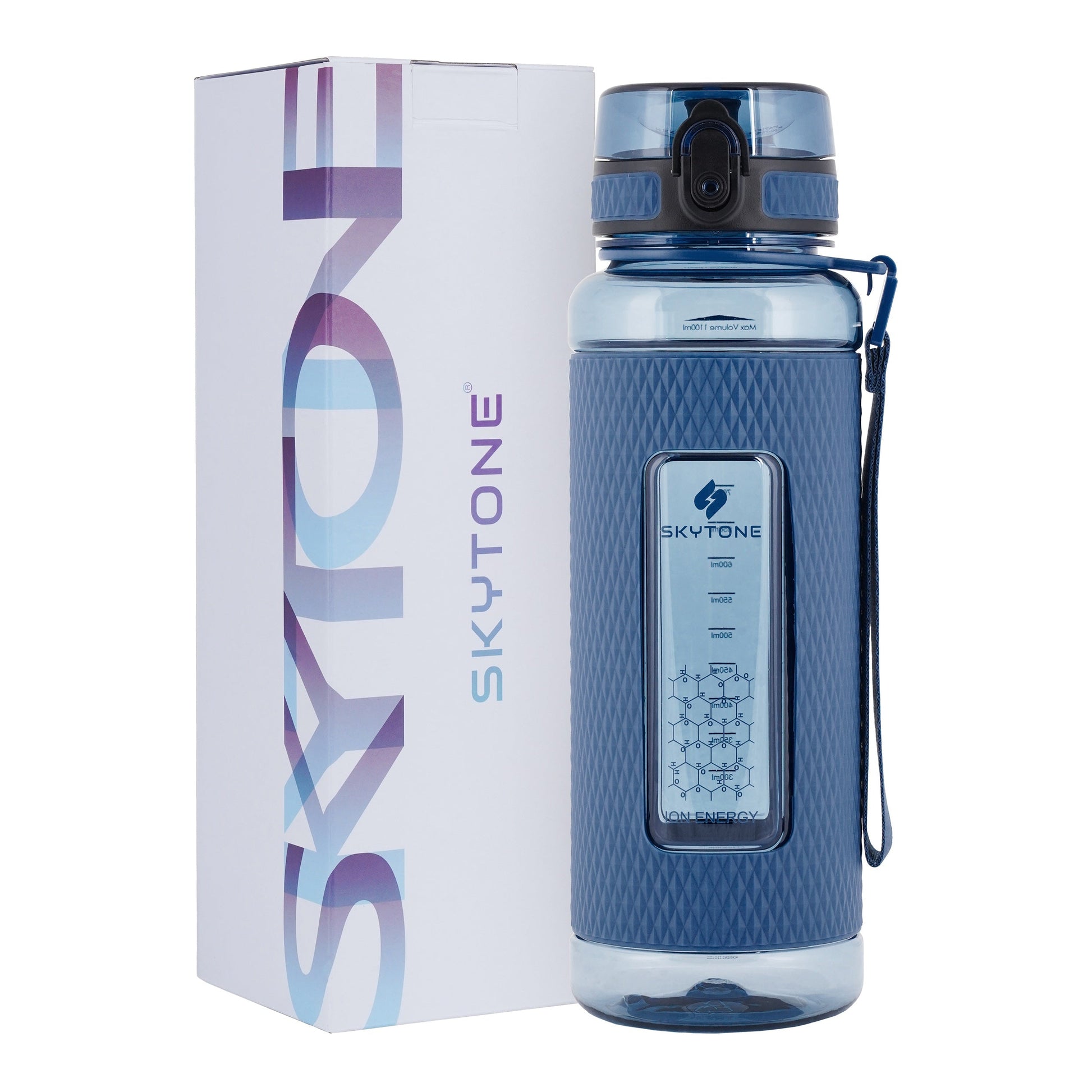 SKYTONE Sports Water Bottle, 1L ( 32oz) Leak Proof & BPA Free Tritan Plastic Reusable Water Bottles, Ideal Gift for Travel Gym fitness Running School With Silicon Grip